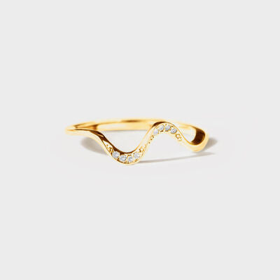 925 Sterling Silver Inlaid Zircon Wave Shape Ring - Corinth & Main