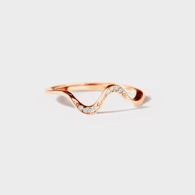 925 Sterling Silver Inlaid Zircon Wave Shape Ring - Corinth & Main