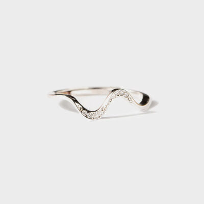 925 Sterling Silver Inlaid Zircon Wave Shape Ring - Corinth & Main