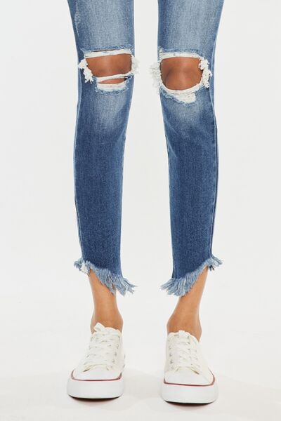 Kancan High Waist Distressed Raw Hem Ankle Skinny Jeans - Corinth & Main