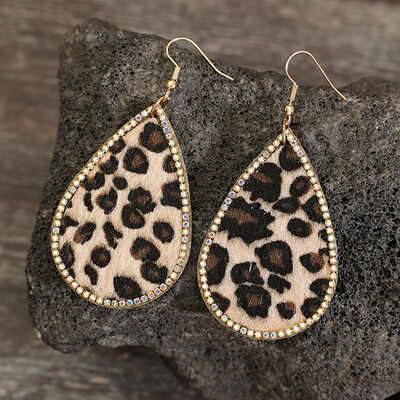 Zircon PU Leopard Teardrop Earrings - Corinth & Main