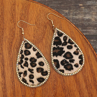 Zircon PU Leopard Teardrop Earrings - Corinth & Main
