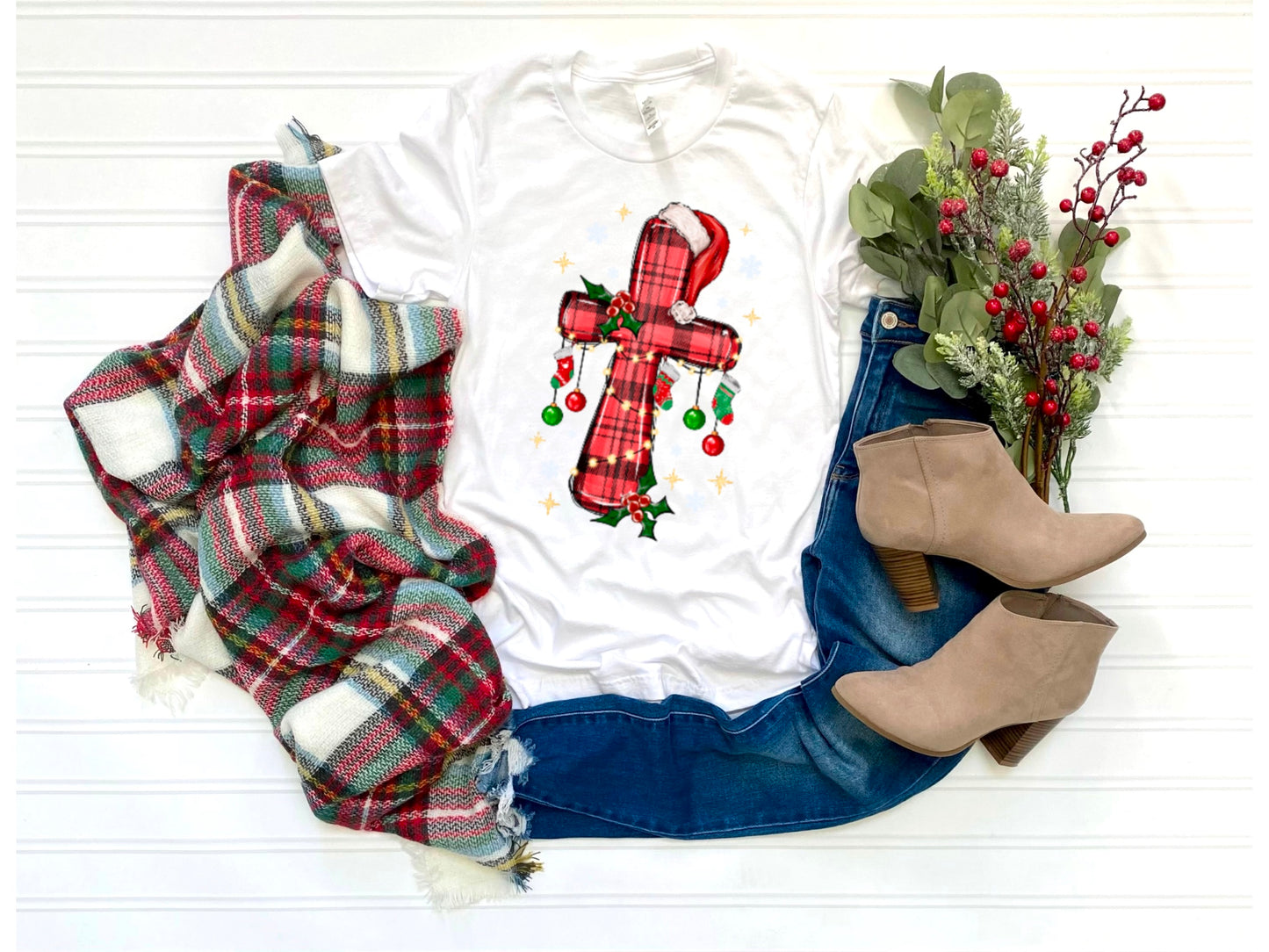 Christmas Plaid Cross