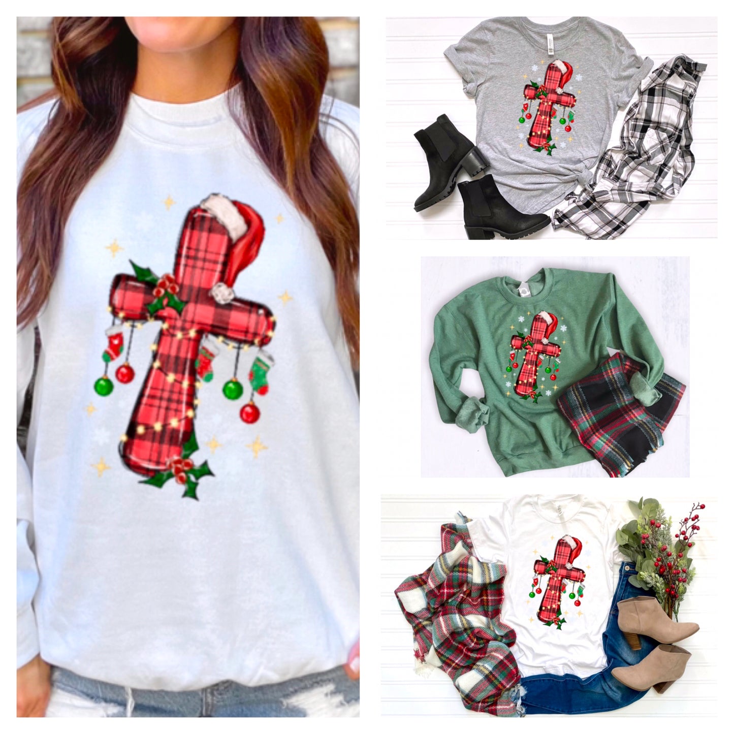 Christmas Plaid Cross