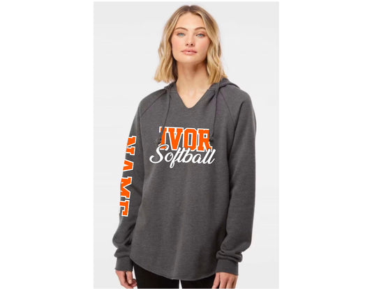 Player name and number- Womans Lightweight Ivor Softball Hoodie