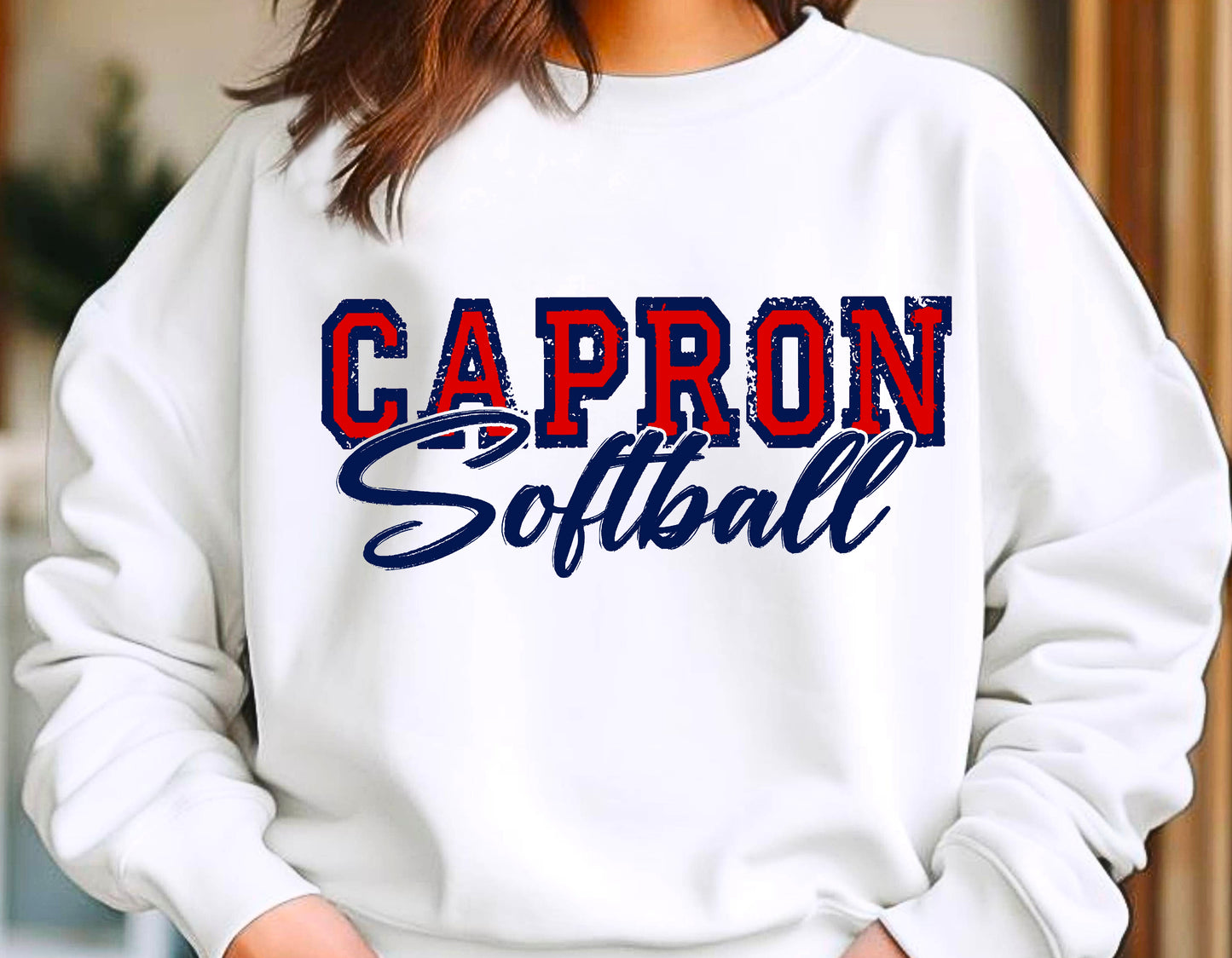 Capron Softball Crewneck Sweatshirts- Navy Outline