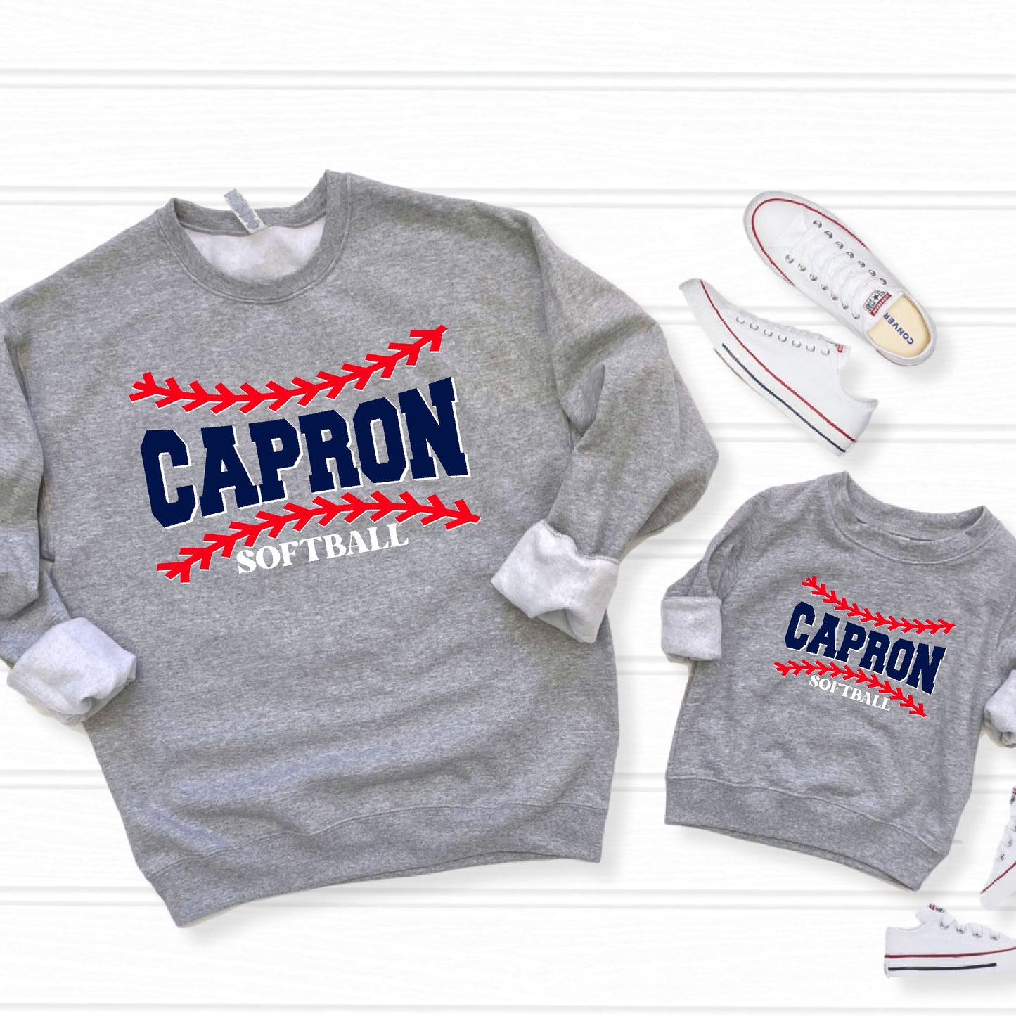 Capron Softball Crewneck Sweatshirts- Laces 2