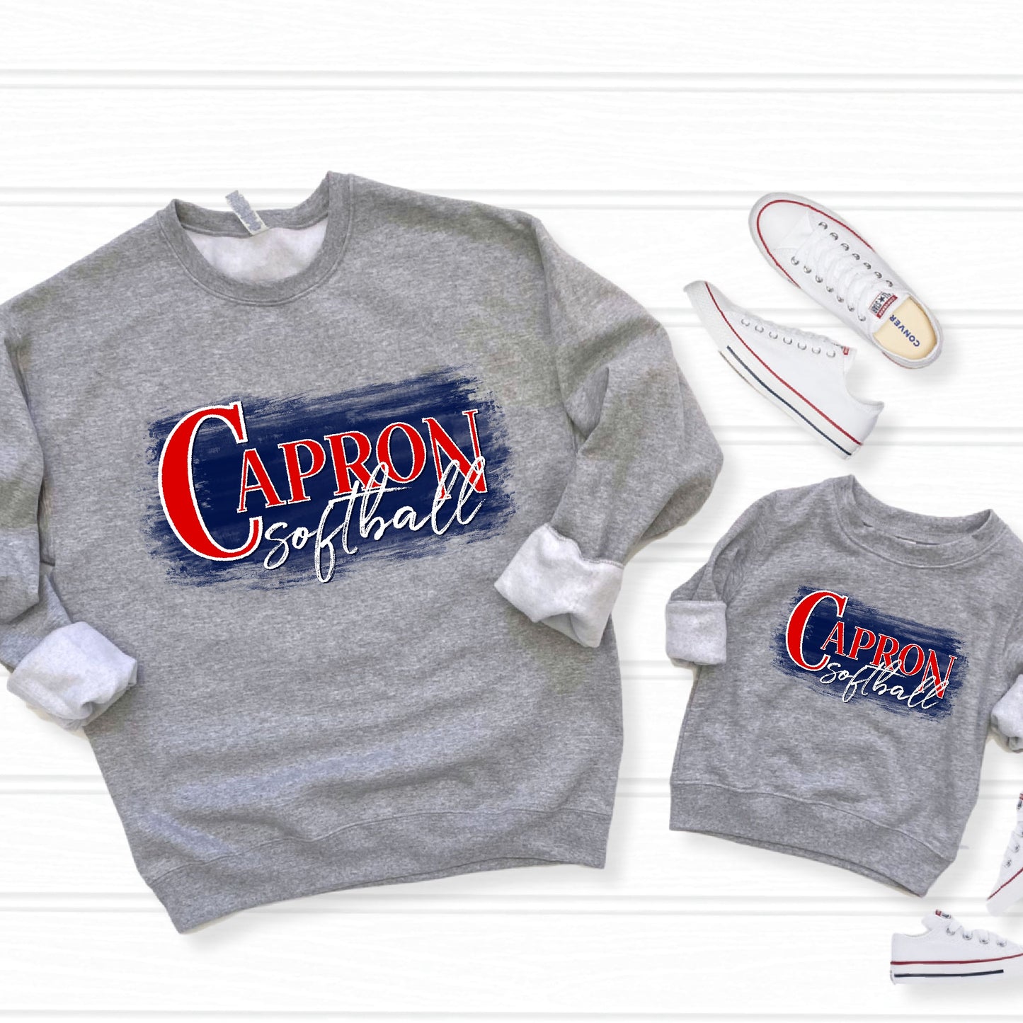 Capron Softball Crewneck Sweatshirts- Navy Paint