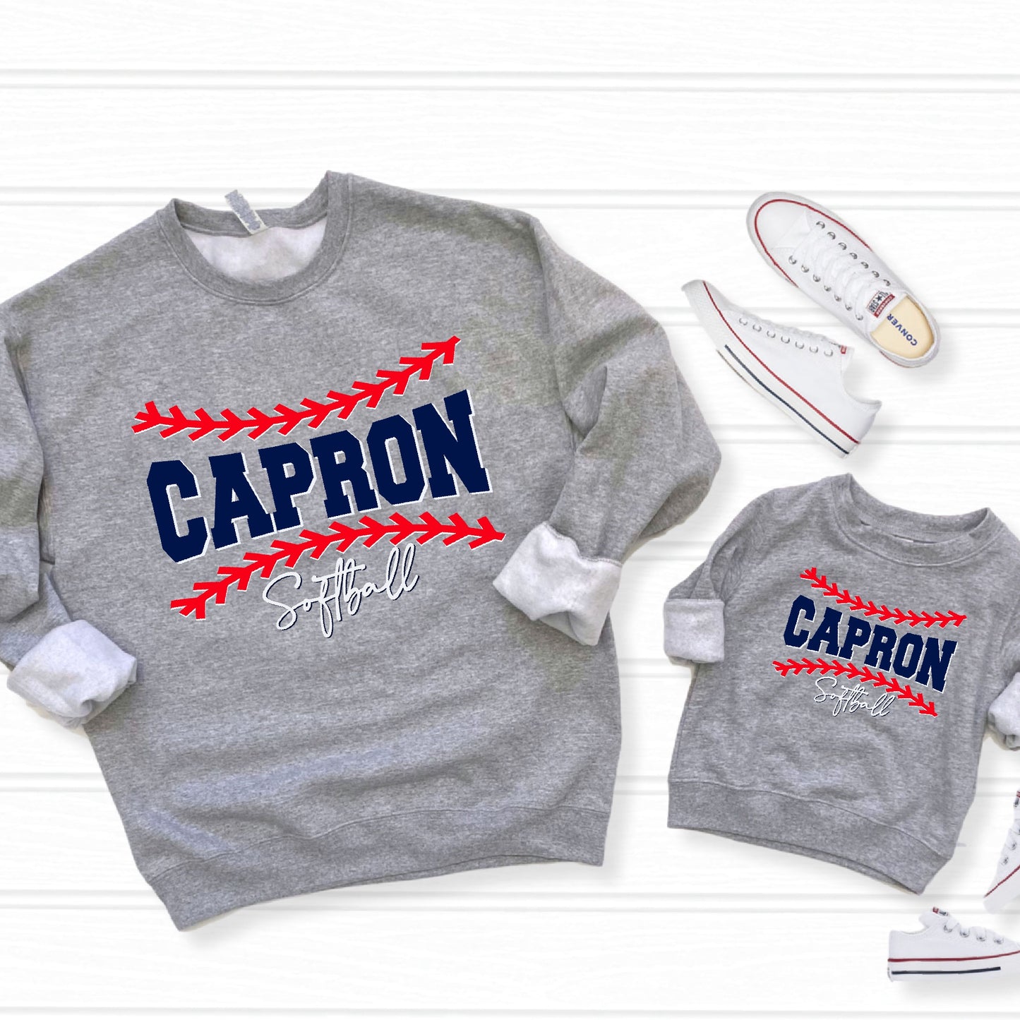 Capron Softball Crewneck Sweatshirts- Laces