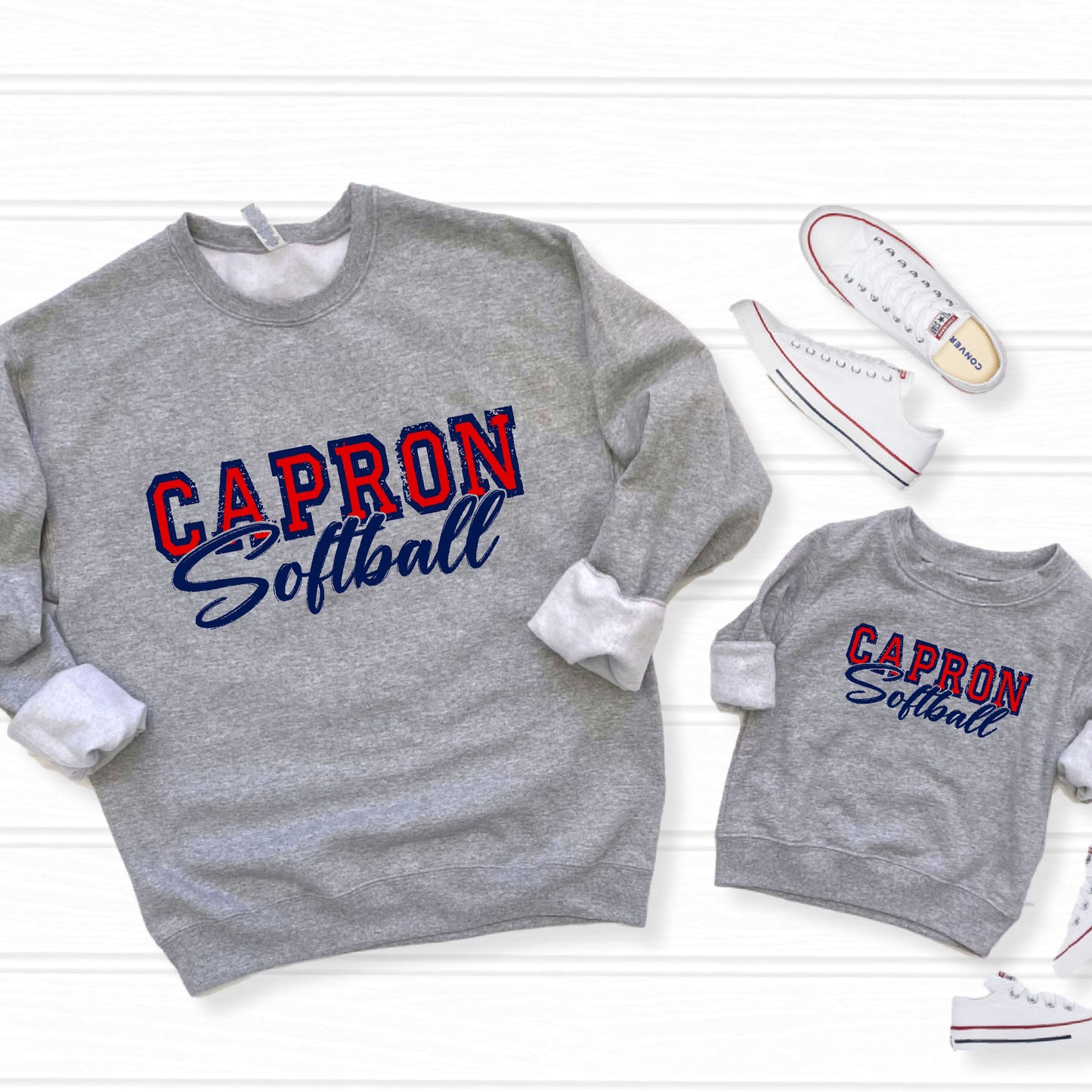 Capron Softball Crewneck Sweatshirts- Navy Outline