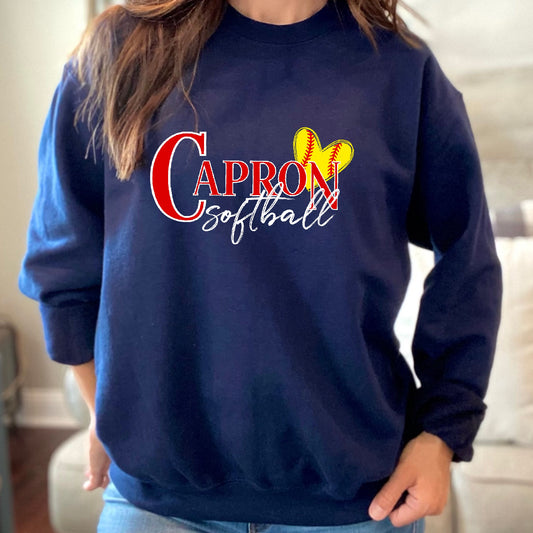 Capron Softball Crewneck Sweatshirts- Heart