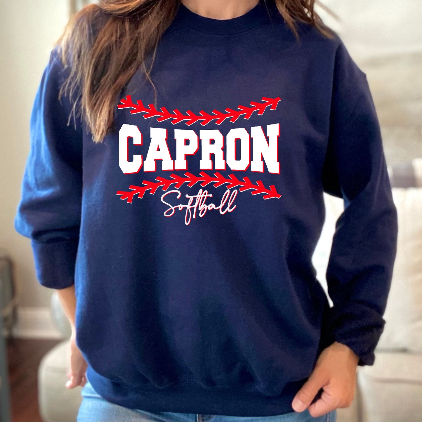 Capron Softball Crewneck Sweatshirts- Laces