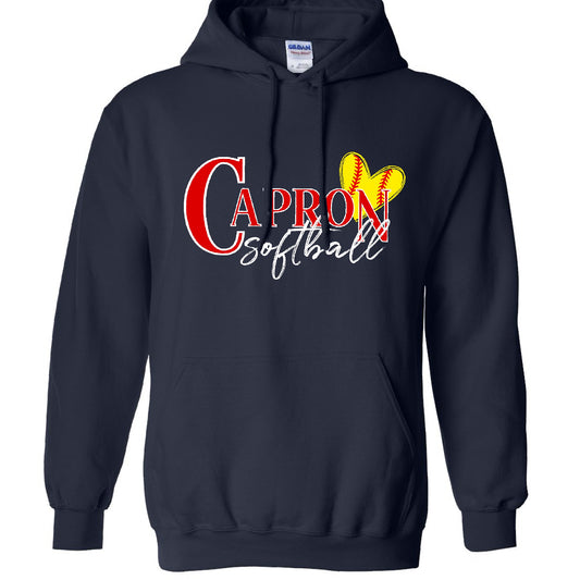 Capron Softball Hoodie Sweatshirt-Heart