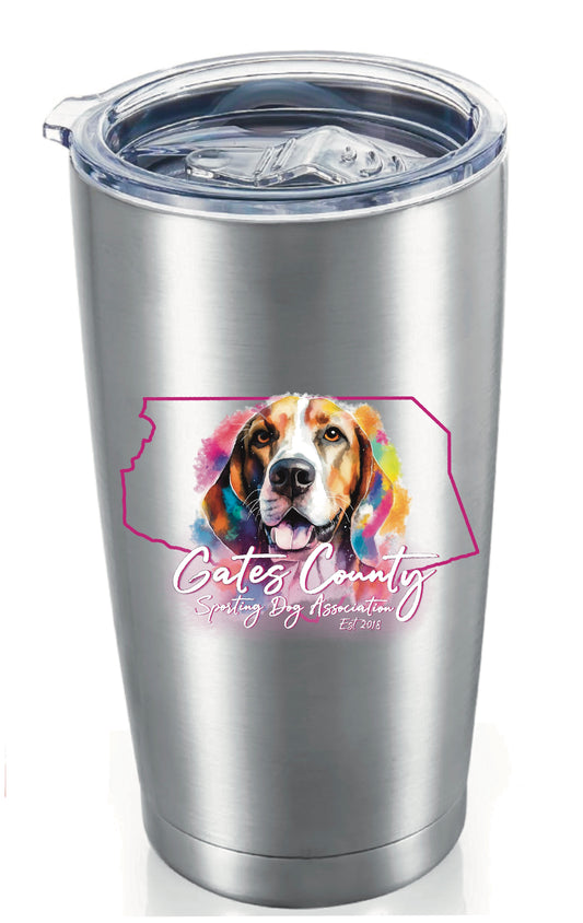 GCSDA Graphic Stainless Tumbler Cup- Watercolor Dog on silver