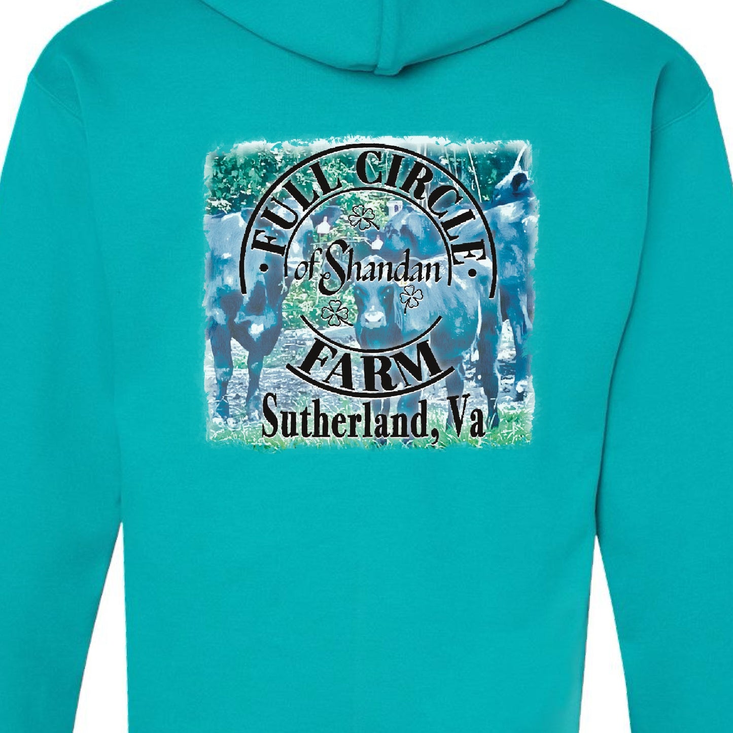 Full Circle Farm Cows Hoodie Athletic Teal
