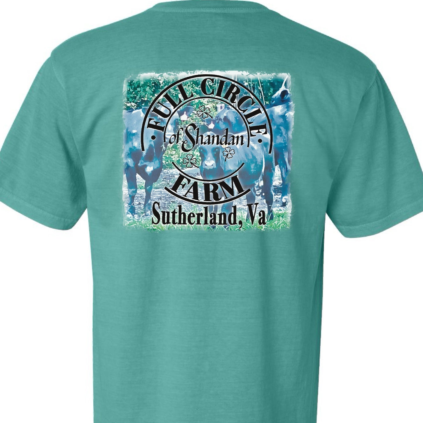 Full Circle Farm Cows Premium T- in Seafoam