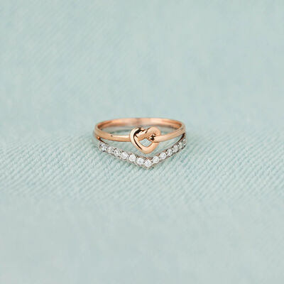 Knotted Heart Shape Inlaid Zircon Ring - Corinth & Main