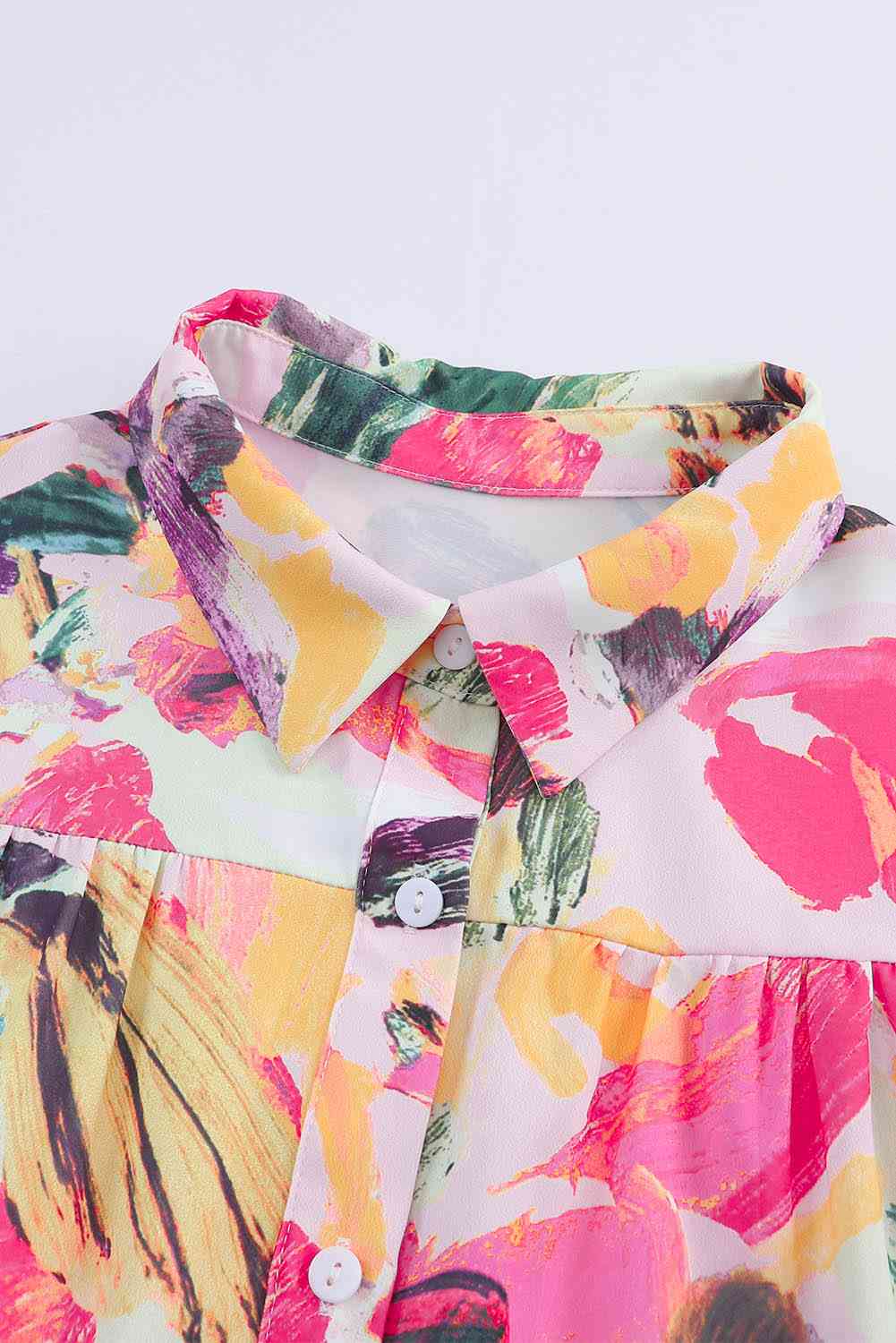 Printed Collared Neck Shirt Dress - Corinth & Main