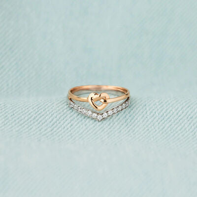 Knotted Heart Shape Inlaid Zircon Ring - Corinth & Main