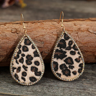 Zircon PU Leopard Teardrop Earrings - Corinth & Main