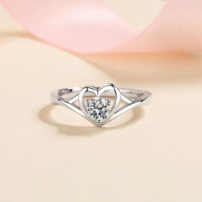 Moissanite Heart 925 Sterling Silver Ring - Corinth & Main