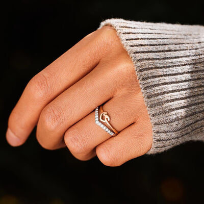 Knotted Heart Shape Inlaid Zircon Ring - Corinth & Main