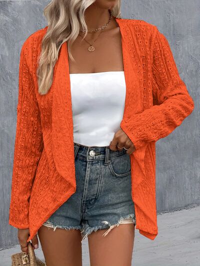 Eyelet Roll-Tab Sleeve Cardigan - Corinth & Main