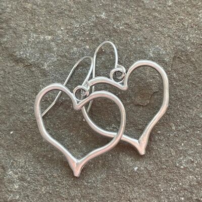 Alloy Silver-Plated Heart Dangle Earrings - Corinth & Main