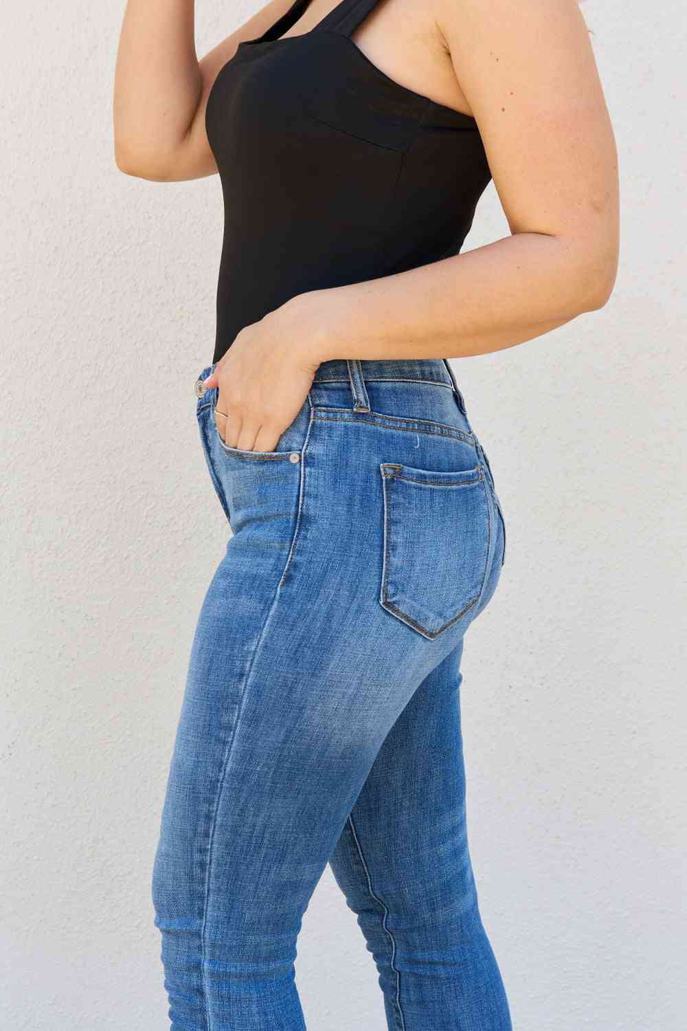 Kancan Lindsay Full Size Raw Hem High Rise Skinny Jeans - Corinth & Main