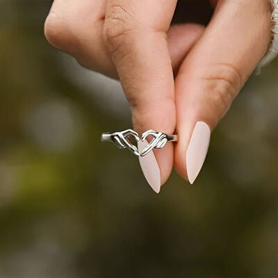 Hand Heart Shape 925 Sterling Silver Open Ring - Corinth & Main