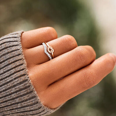 Knotted Heart Shape Inlaid Zircon Ring - Corinth & Main