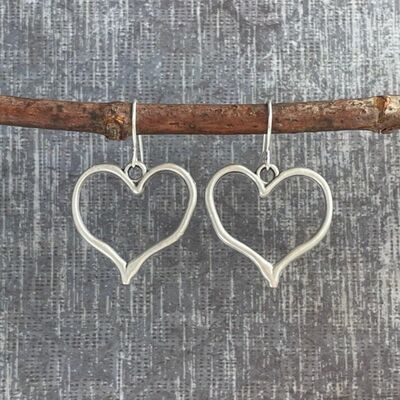 Alloy Silver-Plated Heart Dangle Earrings - Corinth & Main