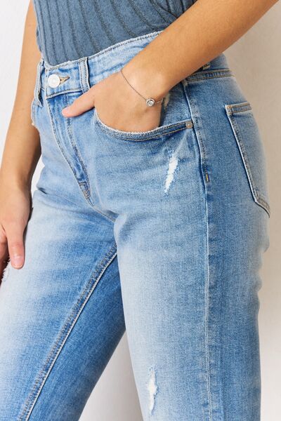 Kancan High Rise Distressed Slim Straight Jeans - Corinth & Main
