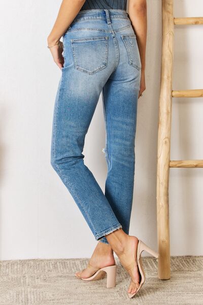 Kancan High Rise Distressed Slim Straight Jeans - Corinth & Main