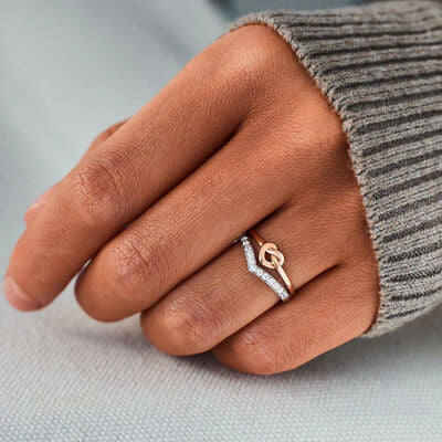 Knotted Heart Shape Inlaid Zircon Ring - Corinth & Main