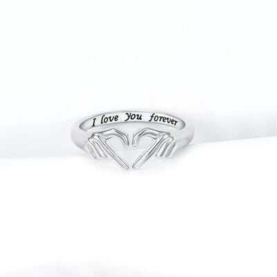 Hand Heart Shape 925 Sterling Silver Open Ring - Corinth & Main